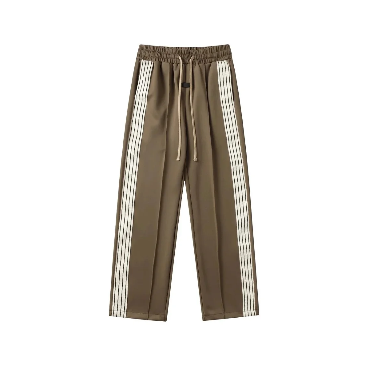 Khaki side-stripe trousers
