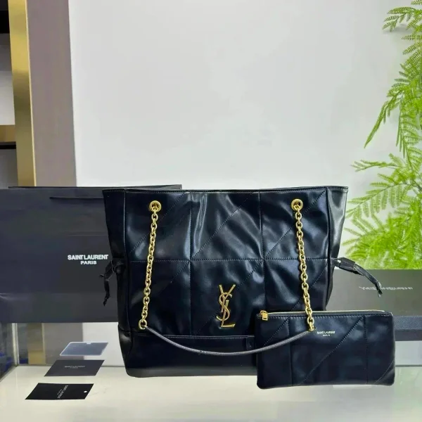 Black chain-handle tote shown in the linked Saint Laurent catalog listing