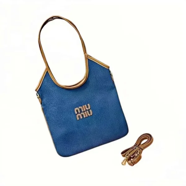 Blue shoulder bag shown in the linked Miu Miu catalog listing