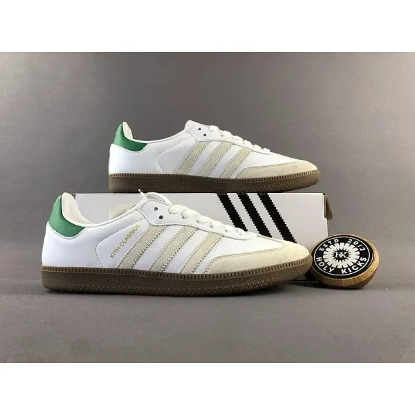 White & green Samba shown in the linked Adidas catalog listing