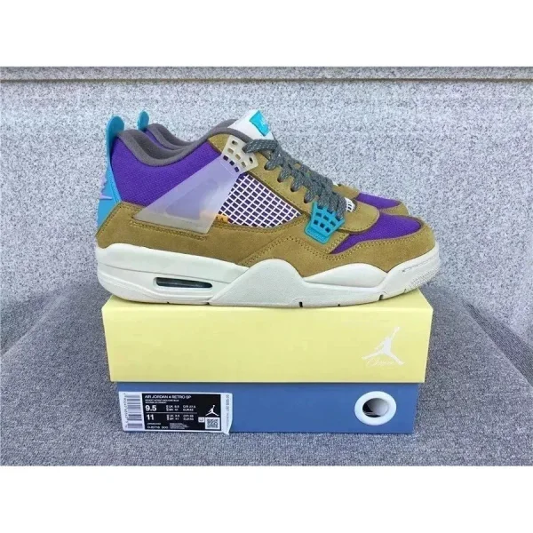 Purple & gold Jordan 4 shown in the linked Jordan catalog listing