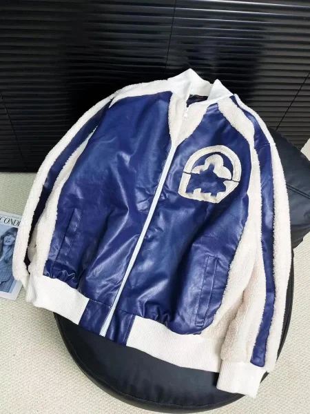 Blue & white bomber shown in the linked A Bathing Ape catalog listing