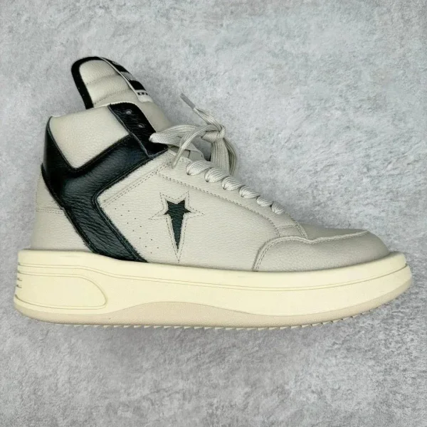 Cream star high-tops shown in the linked Rick Owens catalog listing