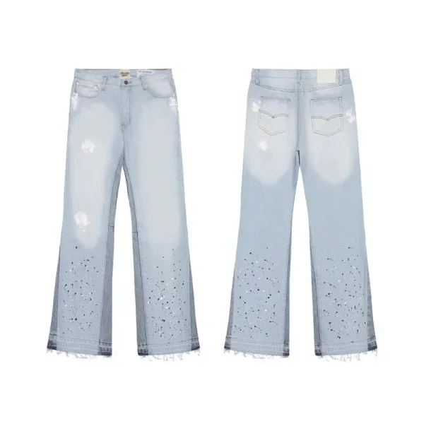 Light graphic flared jeans shown in the linked Gallery Dept. catalog listing