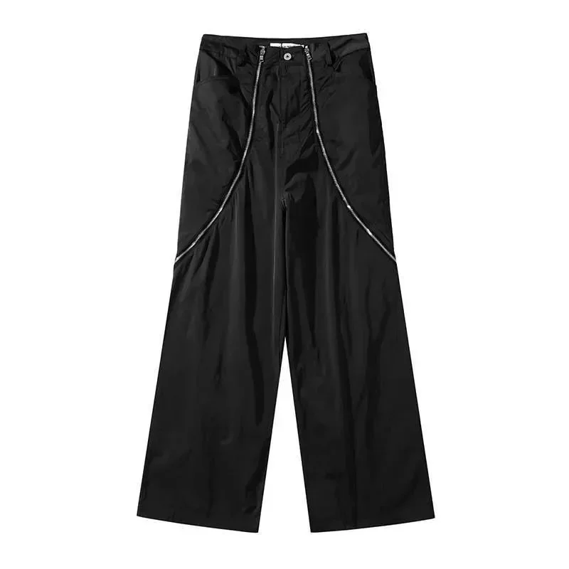 Black zip-detail trousers