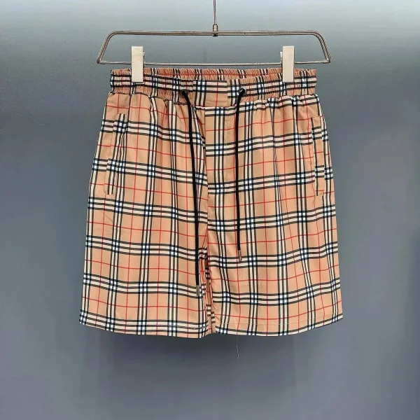 Beige check shorts shown in the linked Burberry catalog listing