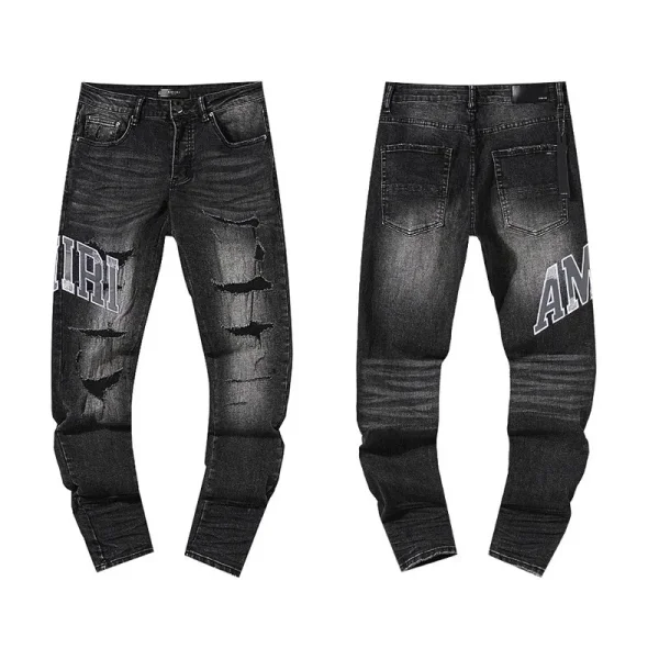 Dark distressed jeans shown in the linked Amiri catalog listing
