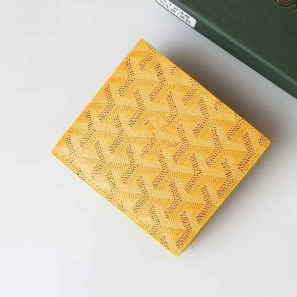 Yellow patterned wallet shown in the linked Goyard catalog listing