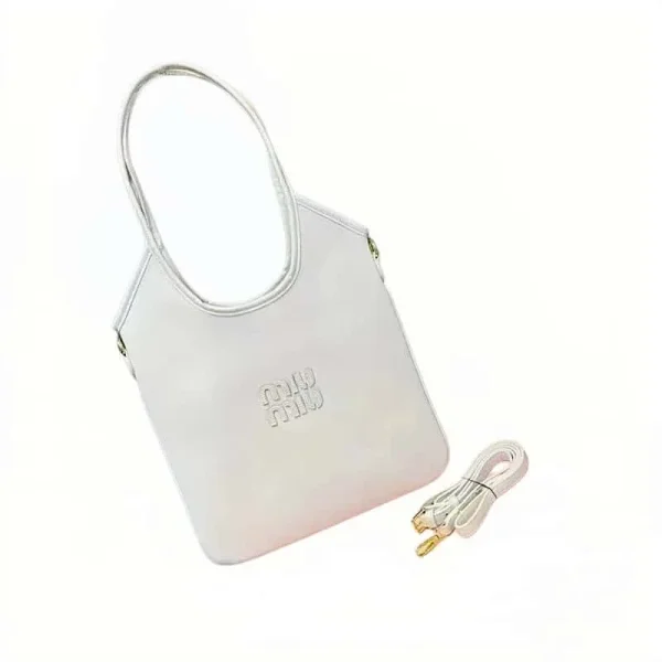 White shoulder bag shown in the linked Miu Miu catalog listing