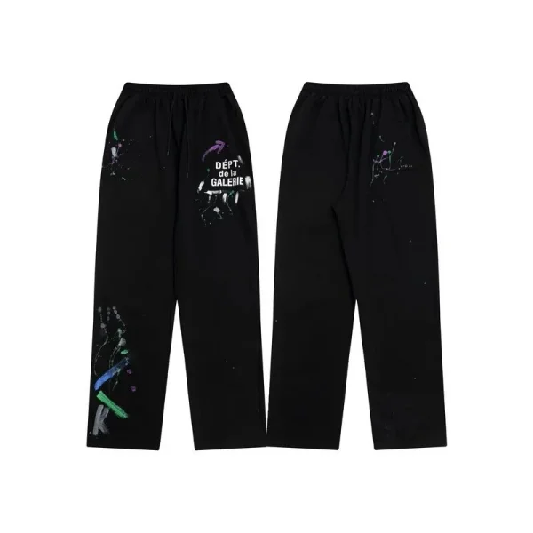 Black graphic trousers shown in the linked Gallery Dept. catalog listing